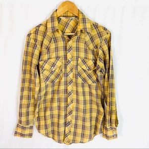 Vtg Bud Berma Western Snap Button Shirt Plaid S